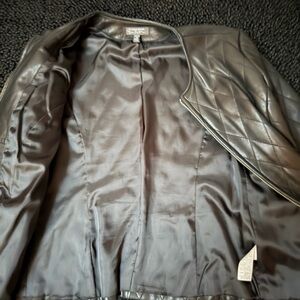 Massimo Dutti Black Leather Quilted Jacket